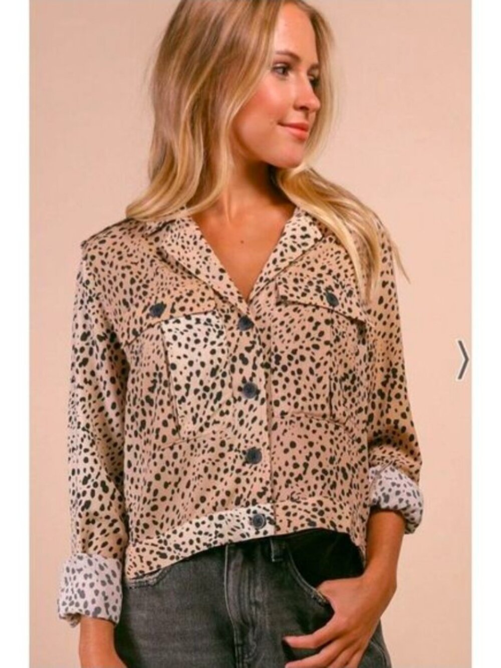 Pistola Kaine Cropped Leopard Print Blouse Size Med NWOT